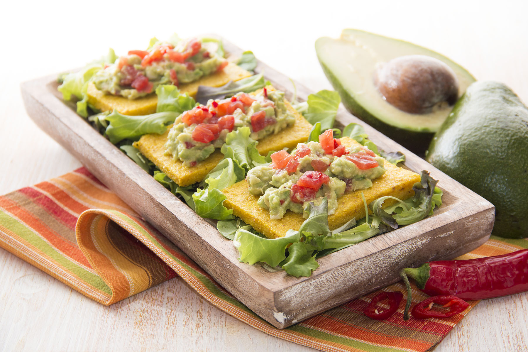 Polenta bruschetta with curry and guacamole - Ricetta - Polenta Valsugana