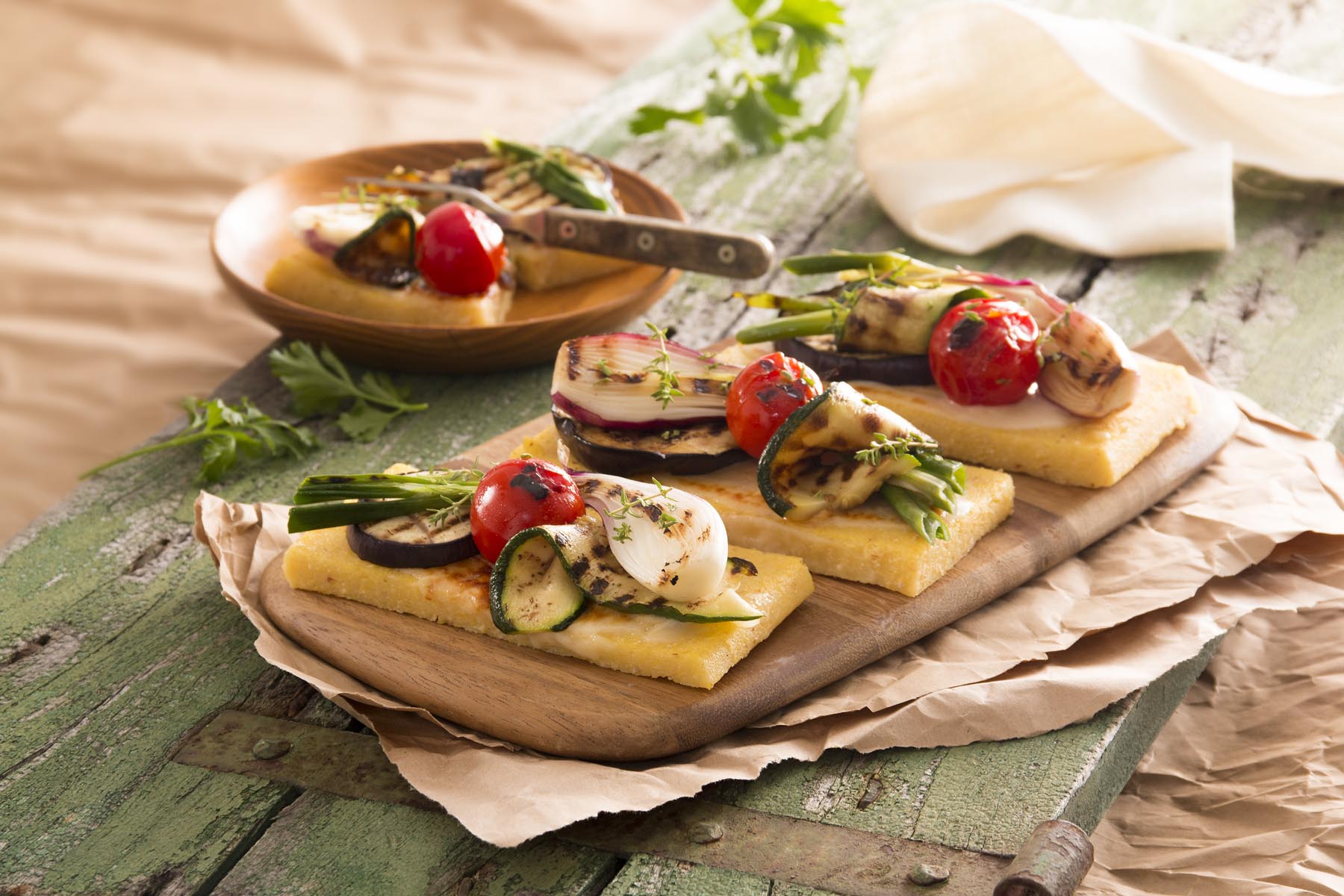 Polenta with parmesan cheese and grilled vegetables - Ricetta - Polenta Valsugana